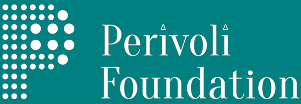 Perivoli Foundation text logo with letter P rendered in dots